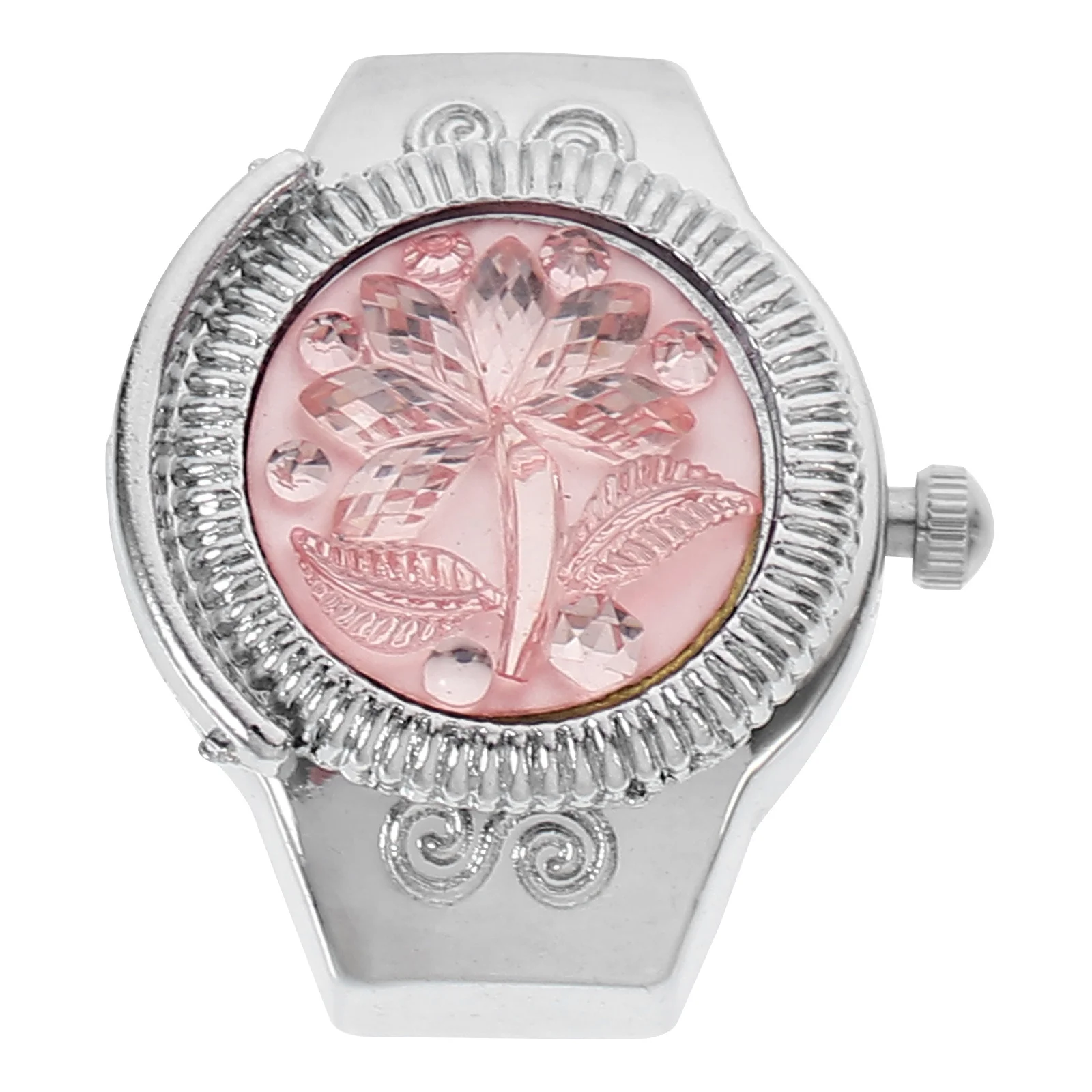 

1Pcs Fashionable Finger Ring Watch Zinc Alloy Material Rust Resistant Unique Jewelry Piece for Ladies Casual Wear