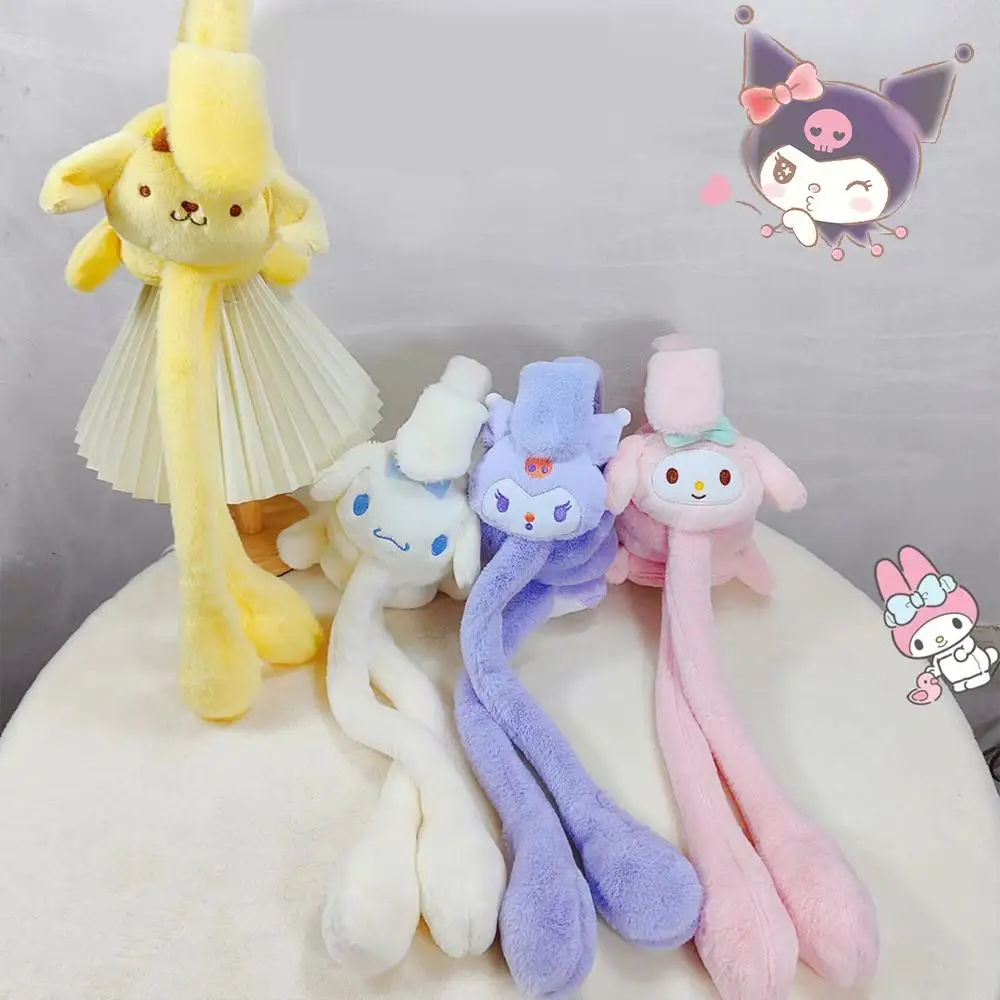 Sanrios Kawaii Cinnamoroll плюшевые наушники с ушками аниме Kuromi Melody зимние утолщенные теплые мягкие милые девушки студенческий праздничный подарок