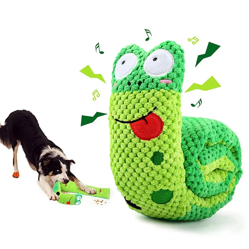 

Dog Puzzle Feeder Interactive Toy Indestructible Plush Sound Squeak Puppy Toys for Resistant Foldable Snail Dogs Pet Products