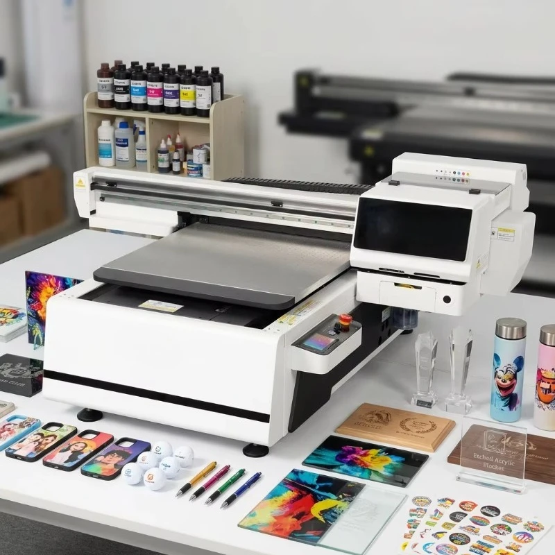 6090 UV Flatbed UV Bottle Printer for Plastic Metal Phone case with CCD Camera Direct UV Printer