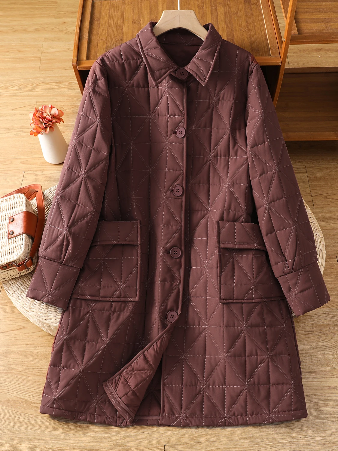 

Теплый хлопковый тюнет, женская модная свободная осенне-зимняя верхняя одежда, воротник средней длины, застежка на одной пуговице