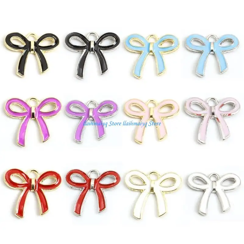 

573B 100pcs Bowknot Pendant Keychain Charm Bowtie Shaped Necklace Bracelets Pendants Jewelry Accessories