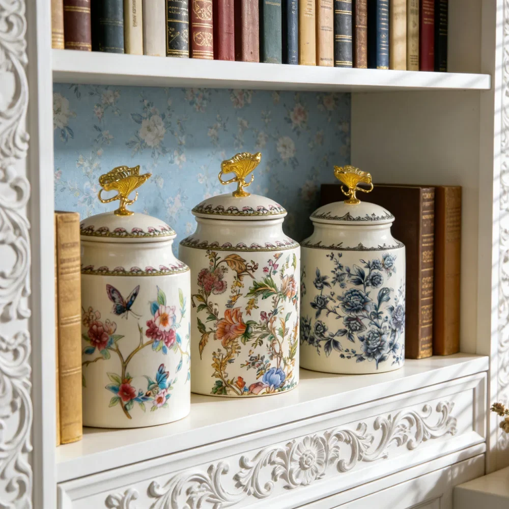 American Retro Ceramic General Storage Jar High-end Home Decoration Ornament European Tea Jar Candy Storage