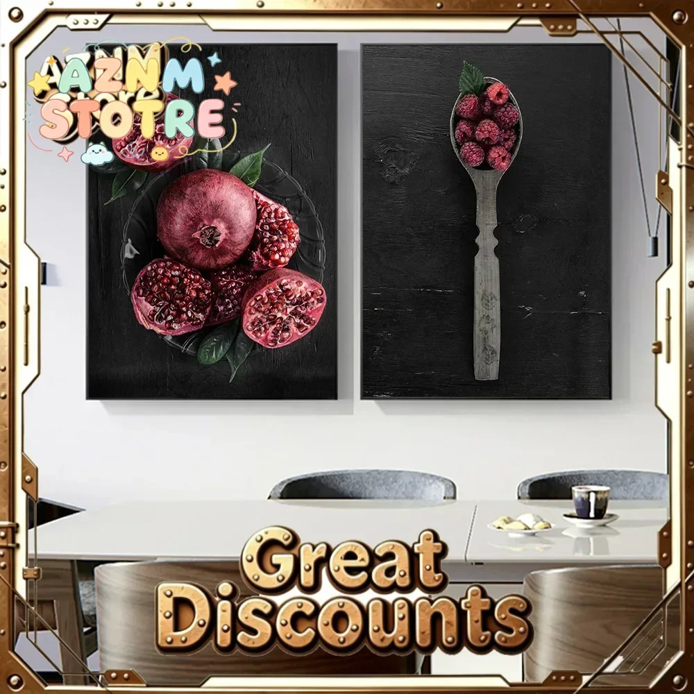 Kitchen Food Poster Pomegranate Blueberry Wall Art Aesthetics Print Canvas Painting Posters for Living Room Modern Home Decor