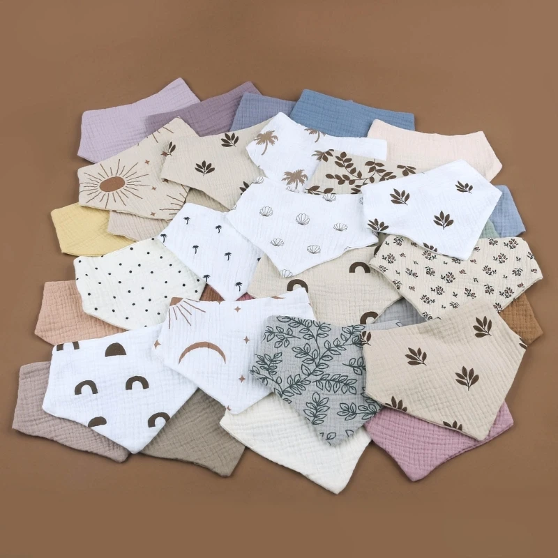 4Pcs/Lot Baby Bibs Muslin Cotton Stuff Newborn Solid Color Snap Button Soft  Saliva Towel Burp Cloth Feeding Drool Bibs