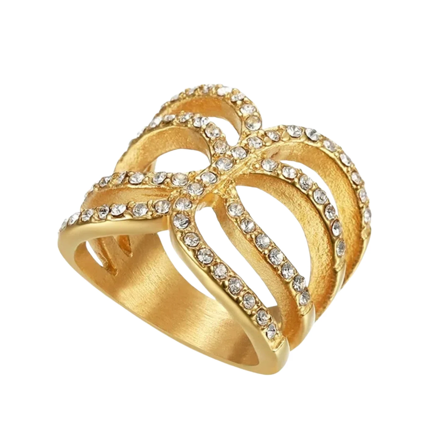 

2025 Hip Hop Iced Out Cubic Zircon Butterfly Rings for Women Jewelry Gold Color Stainless Steel Cocktail Ring Anillos mujer