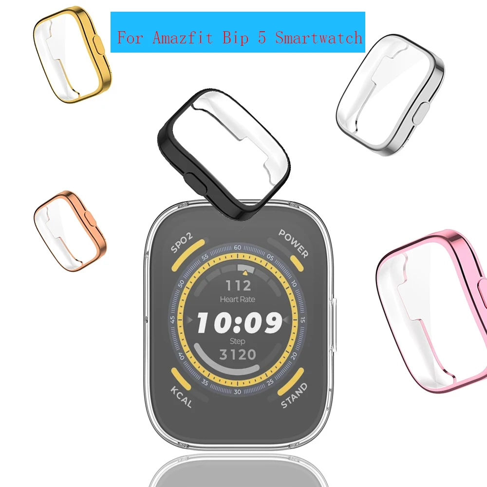 Case for Amazfit Bip 5 Smartwatch, Soft TPU Plated Bumper Full Face Cover Protective Case Accessories for Amazfit Bip 5