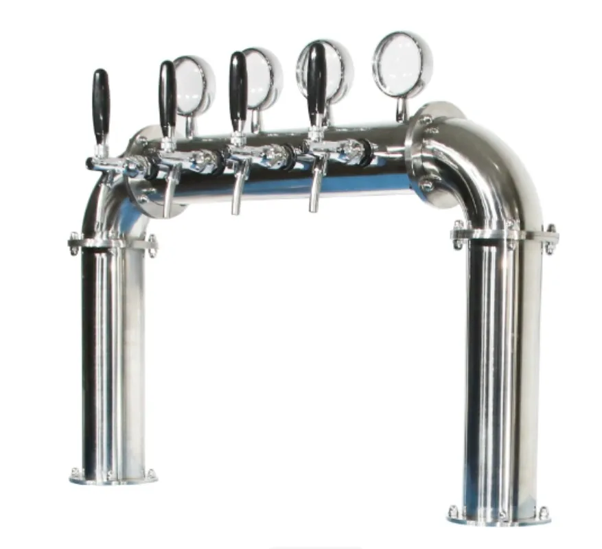 4-Tap Copper Bridge Beer Tower, Stainless Steel Bar Dispenser, Custom Commercial Draft System
