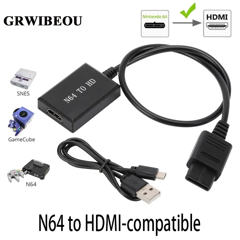 

GRWIBEOU 1080P N64 to HDMI compatible converter HD game adapter TV connecting cable for N64 and other high-quality