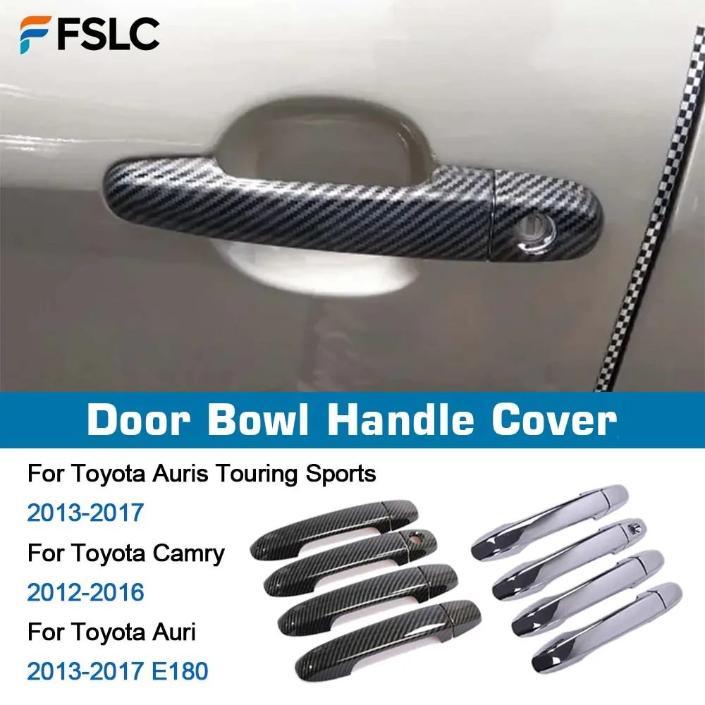 Door Handle Cover For Toyota Camry 2012 - 2016 Toyota Auris 2013-2017 Chrome Carbon Fiber Car Side Trim Sticker Car Accessories