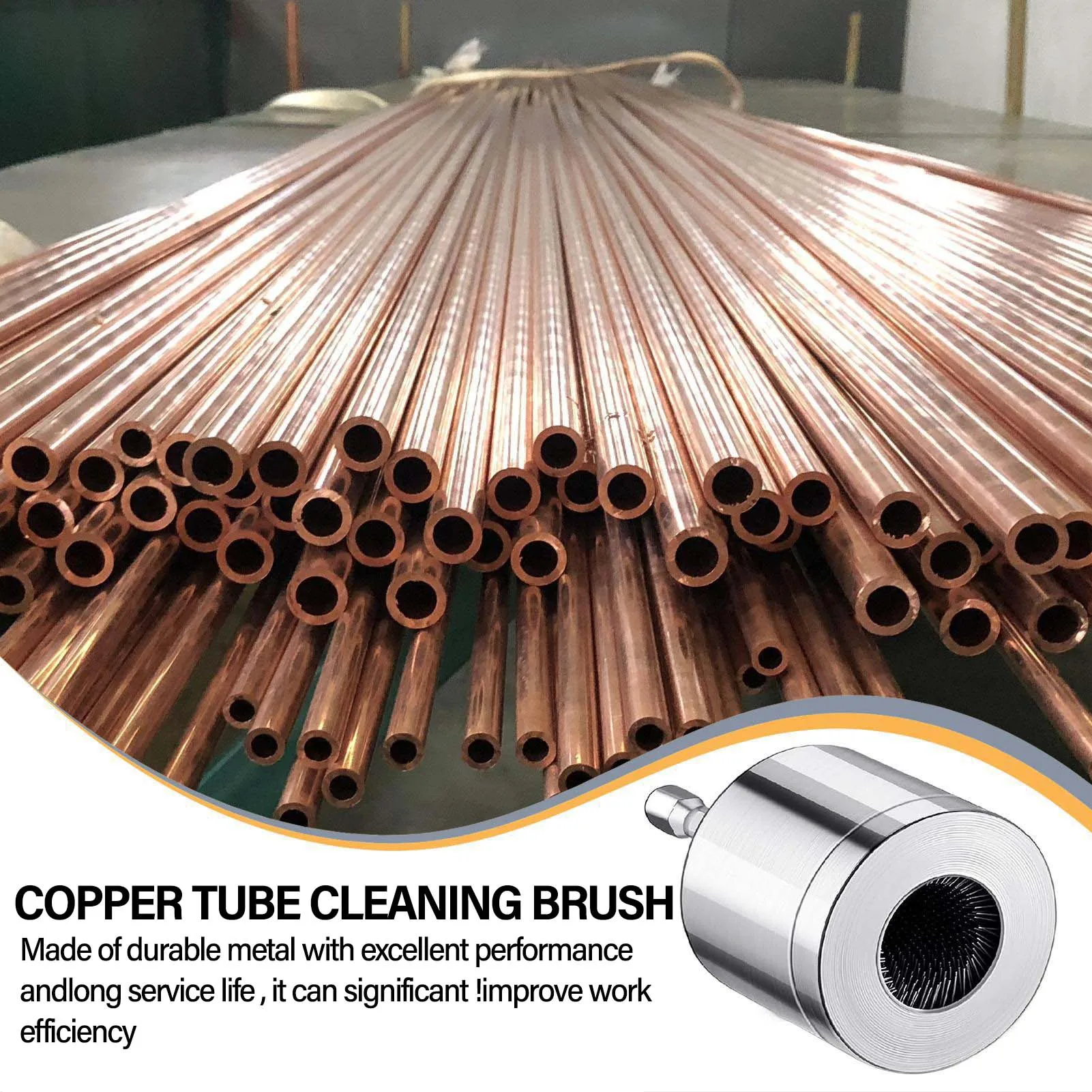 

15/22mm Copper Pipe Cleaning Brush Pile Head Wire Brush with Interchangeable Head tal Surfaces 3/4 Inch Outer Diameter