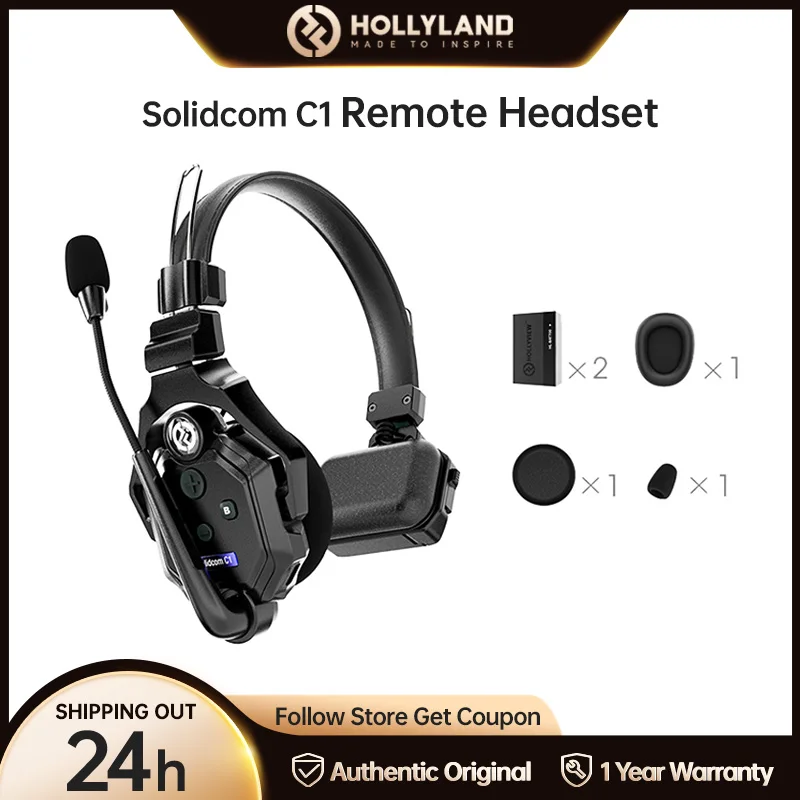 

Hollyland Solidcom C1 Full-Duplex Single-Ear Remote Headset Wireless Intercom System for Film and Television Shooting Team