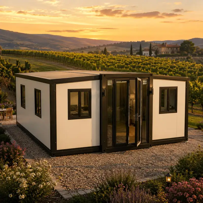Premium Prefabricated House Folding Villa Customized Space Saving Layout with Kitchen Bedroom Tiny Home for Holiday Resort