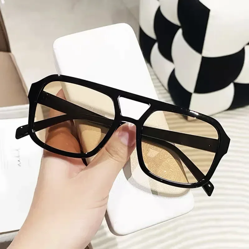 Vintage Brand Designer Double Bridge Square Women Sunglasses Men Sun Glasses Shades Female Exaggerated Oversize Sunglasses