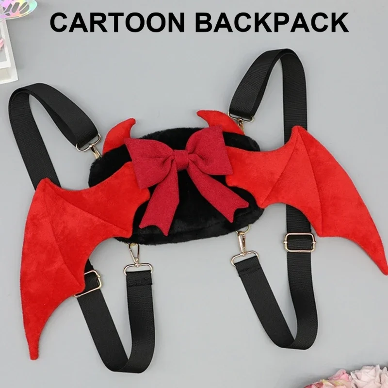 Little Girls Backpacks with Wing School Handbag Phone Purse Small Plush Backpacks Children School Bag for Girl Cosplay