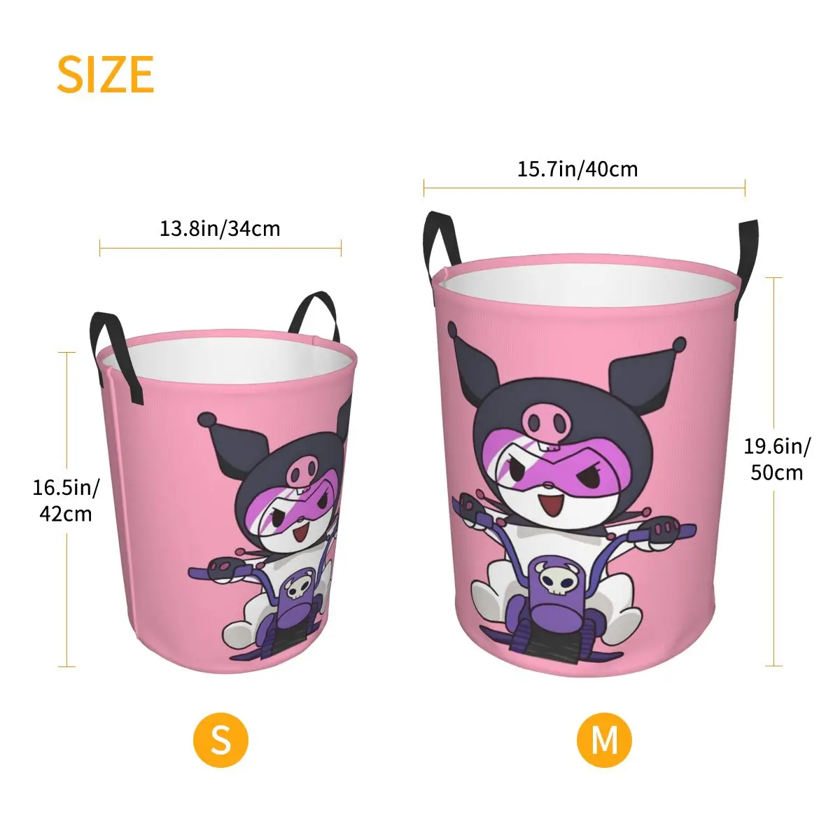 Custom Kuromi Laundry Basket Foldable Large Capacity Clothing Storage Bin Little Devil Baby Hamper
