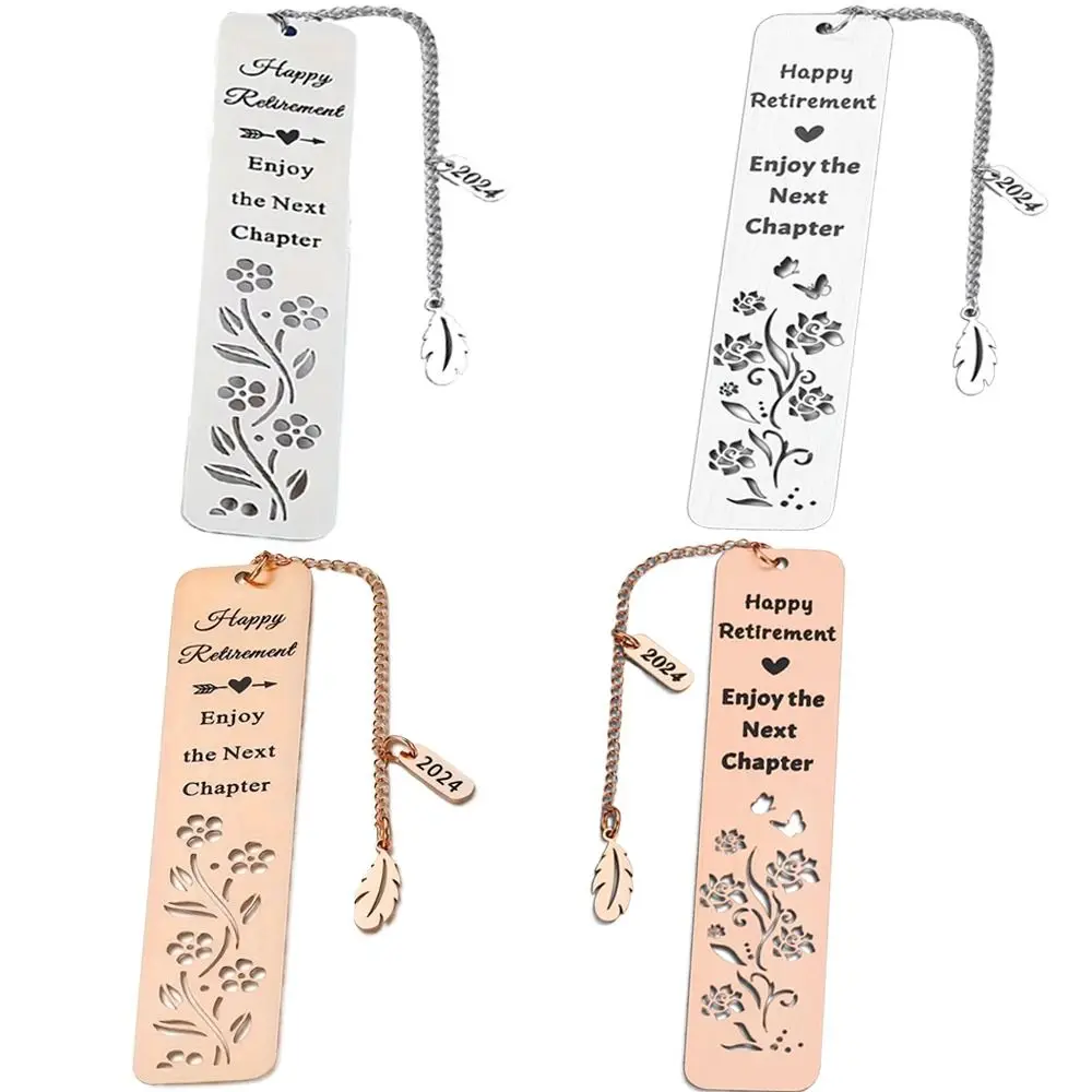 DIY Art Craft Engraved Bookmark Hanger 2024 Retirement Happy Book Clip Teacher Friend Retirement Gift School Stationery