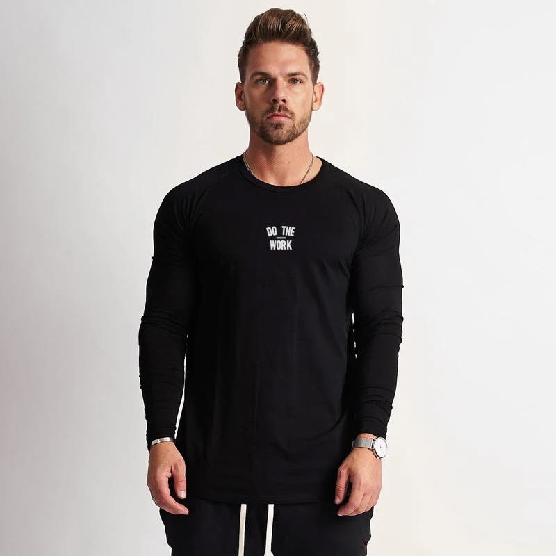 Men Compression Cotton Running T Shirt Fitness Tight Long Sleeve Sport tshirt Training Jogging Shirts Gym Sportswear Clothing