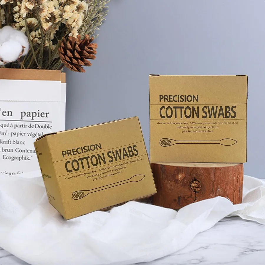 พู่กันสำลีปลายแบน 900 ชิ้น สำหรับแต่งหน้า เครื่องมือความงาม ดูแลส่วนบุคคล