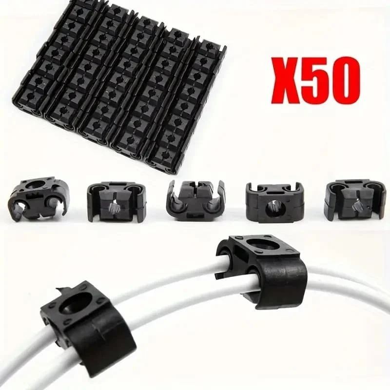

50pcs Black Brake Line Clips Suitable For 5mm (3/16") Brake Pipes Car Brake Line Hose Clips Double Cable Holder Clip 811611797