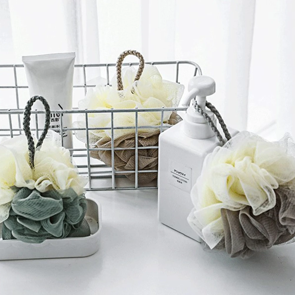 

6pcs Bath Ball Sponge for Gel Soap Rich Foam Cleaning Skin Relaxing Two Puff Accessories Bubble Maker Loofah Shower