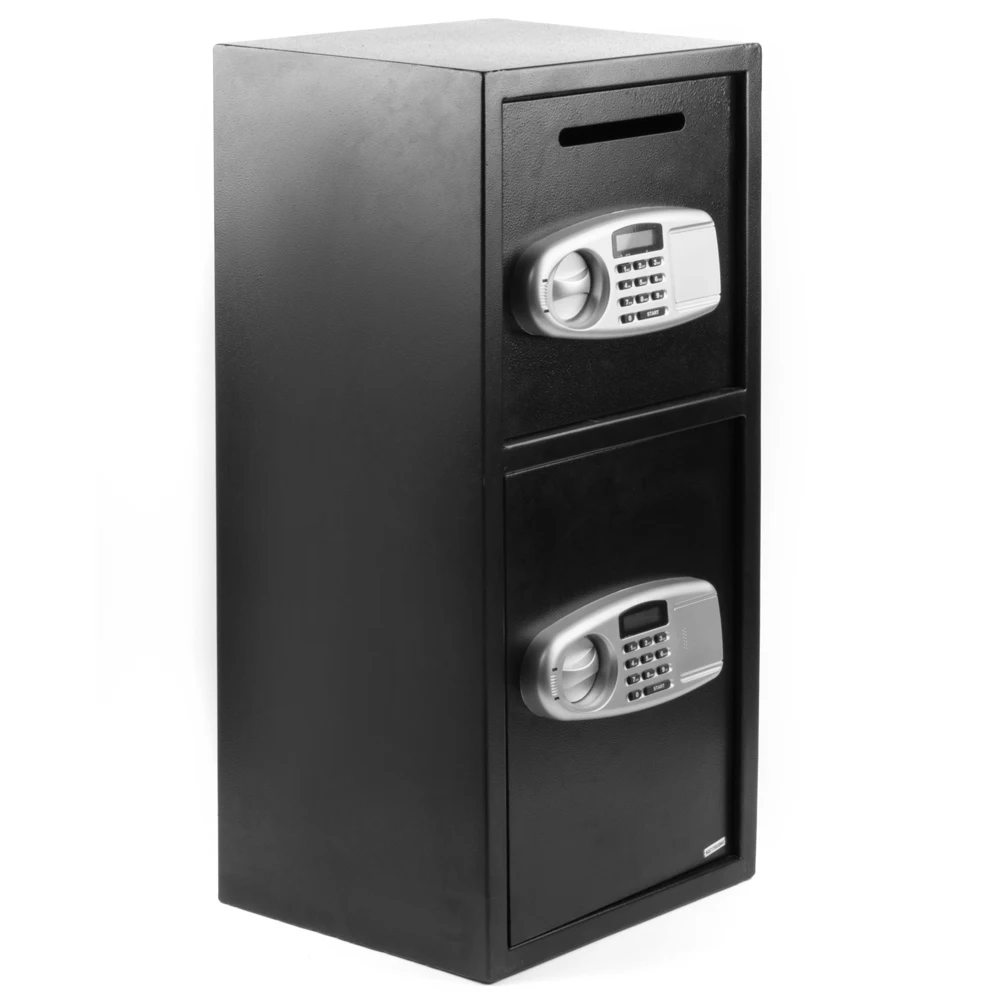 DS77TE Seguridad para el hogar y la oficina Caja fuerte electrónica digital grande de acero negra y panel gris plateado