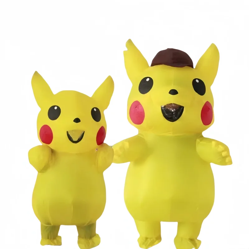 Gorąca sprzedaż Kawaii Anime Pokemon Pikachu nadmuchiwane ubrania rekwizyt dla lalek kostium dla dzieci Halloween dla dorosłych dzieci ubrania sportowe