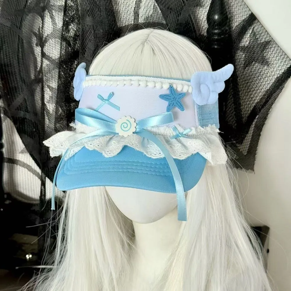 Steampunkowa Dziewczyna Y2K Gotycka Lolita Japońskie Anielskie Skrzydła Akwarela Damska Harajuku Urocza Słodka Lolita Punkowa Czapka z Daszkiem Letnia