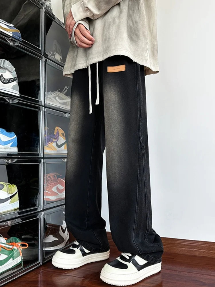 

Retro American Workwear Sle Men's Jeans Loose Straight Leg Long Trousers Autumn New Waed out High Street Loose Fit Jeans