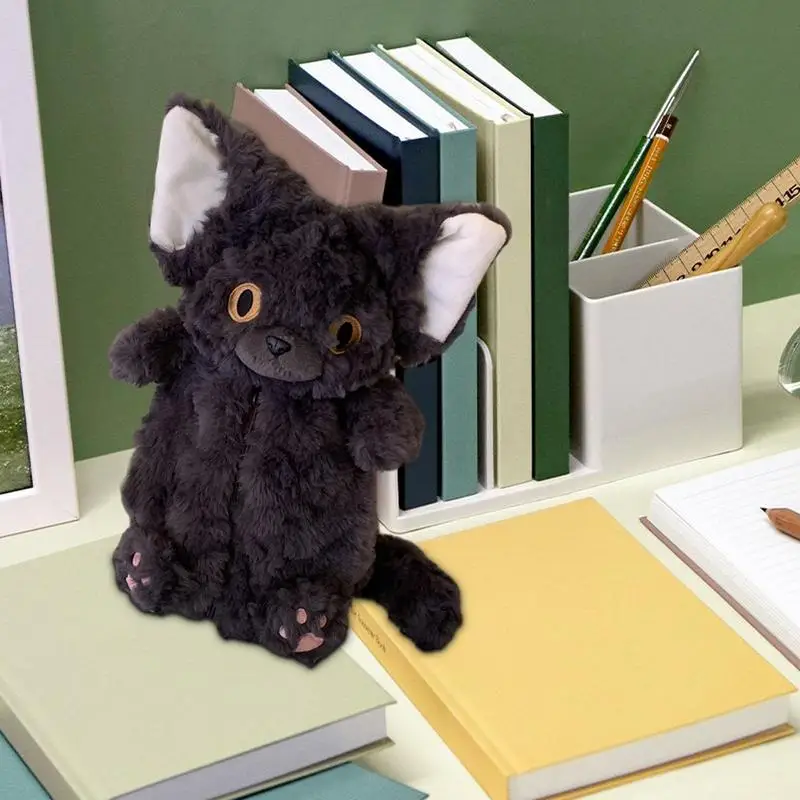 Plush Animal Kitten Pencil Case, Estojo bonito, Bolsa grande para adolescente, Material escolar