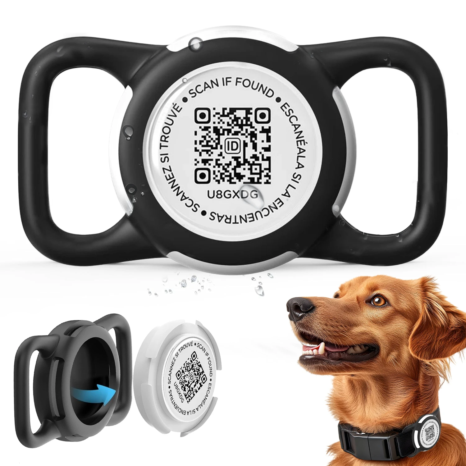 

2pack QR Code Airtag Dog Collar Holder Waterproof Silicone for Apple AirTags Case Durable & Lightweight for Pet Cat Collar