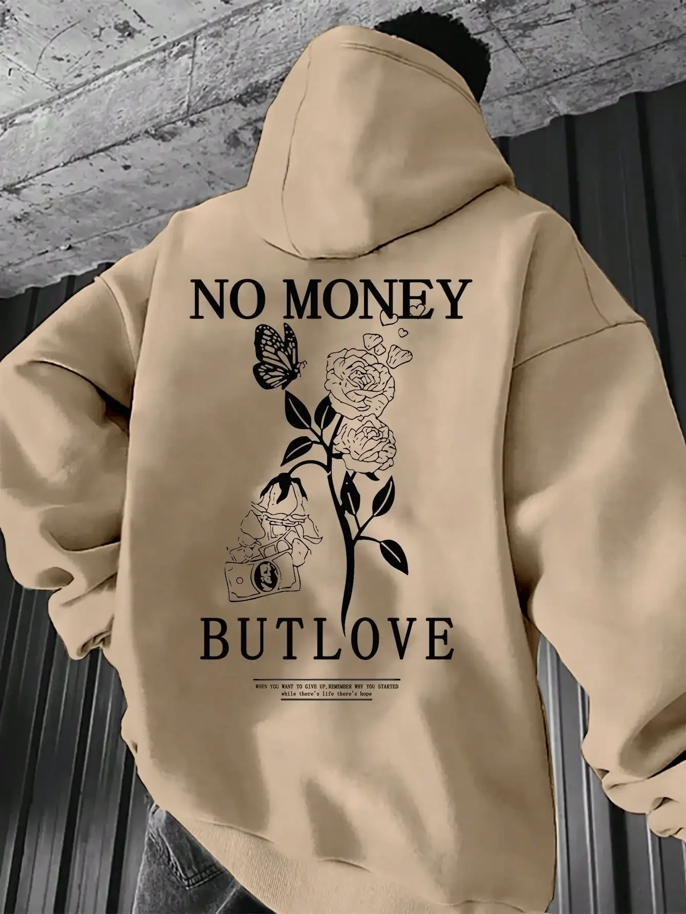 2026 Frühling und Herbst Neuer Locker Sitzender Herren-Hoodie mit Blumen- und Buchstaben-Print, Bequemer und Vielseitiger Kapuzenpullover – Detail 3