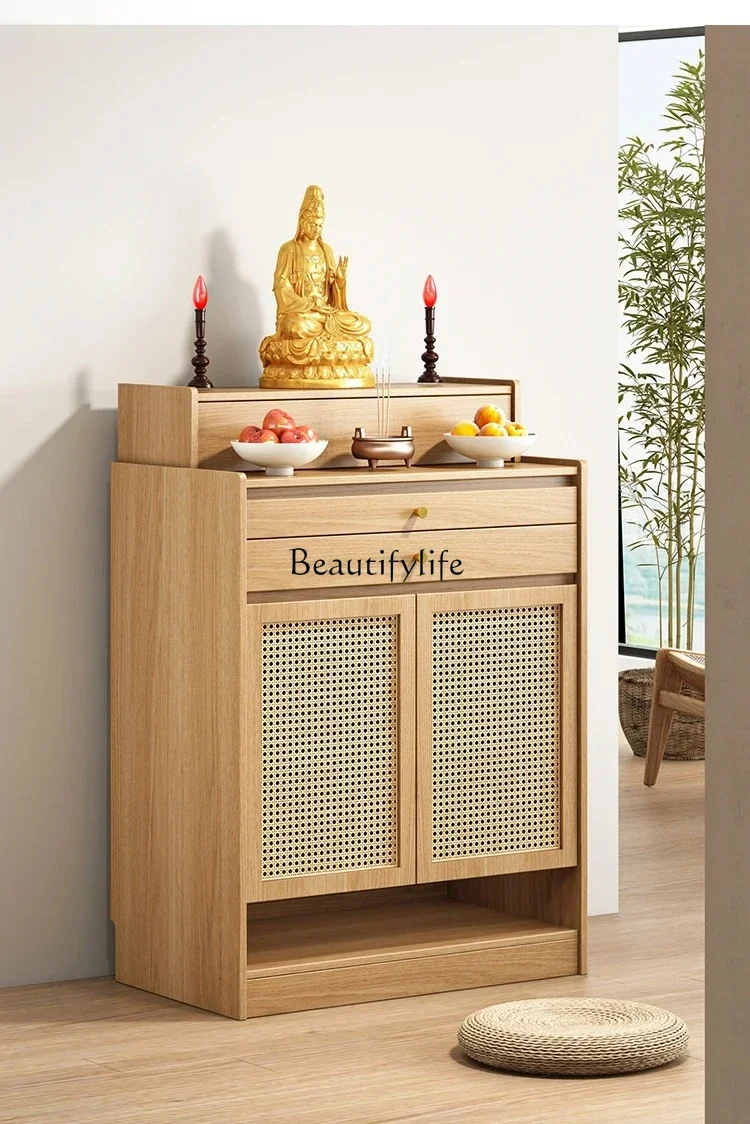 

12Custodia in censo in rattan in legno massello , sala buddista uso domestico, tavolo per incenso speciale per culto