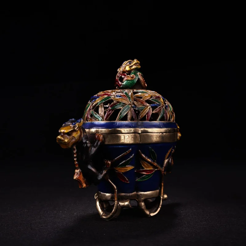 Gu Yun Zhai Inlaid Cloisonné Bamboo Section Ornament Home Decoration Craft Copper Incense Burner Wholesale