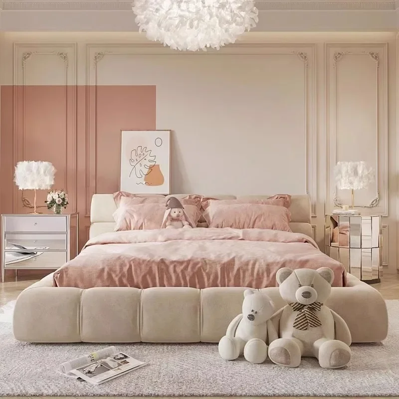 

Princess Frame Double Bed Organizer Designer Luxury Storage Double Bed Platform Wooden Modern Cama De Casal Home Furniture