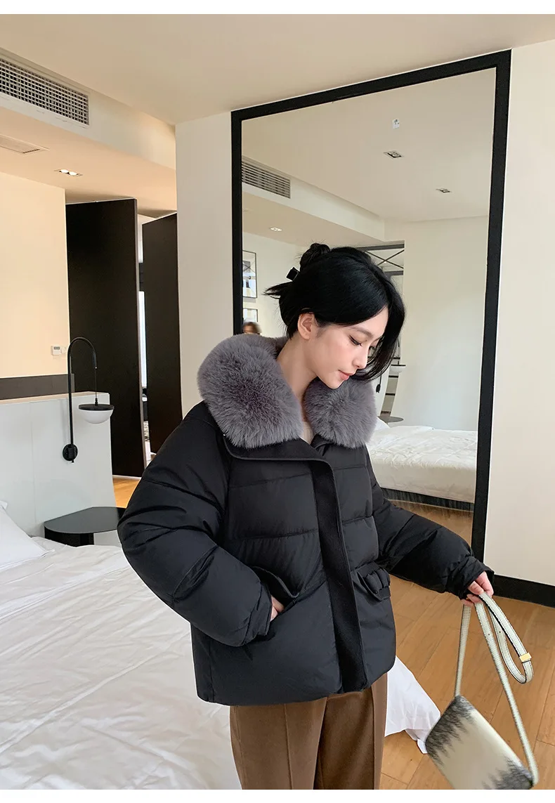 Simple Faux Fur Collar Padded Parka Women Thick Warm Winter Puffer Jacket 2026 Ladies Office Wear Casual Solid Zipper Outerwear