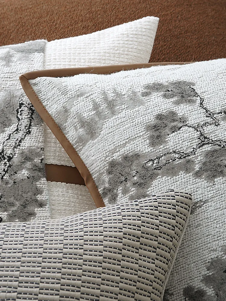 Modern Chinese Style Sofa Pillow Mountain Water Landscape Painting Lightweight Luxury Combination Home Stay Bed Head Cushion