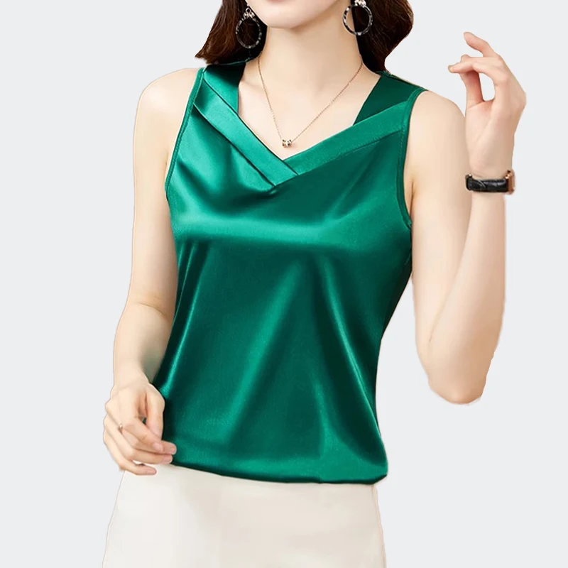 Sexy 2024 Chic Casual SlimTank Tops Women Fashion Sleeveless Solid Satin Camisole Vest Female Basic Tops Vintage Clothing