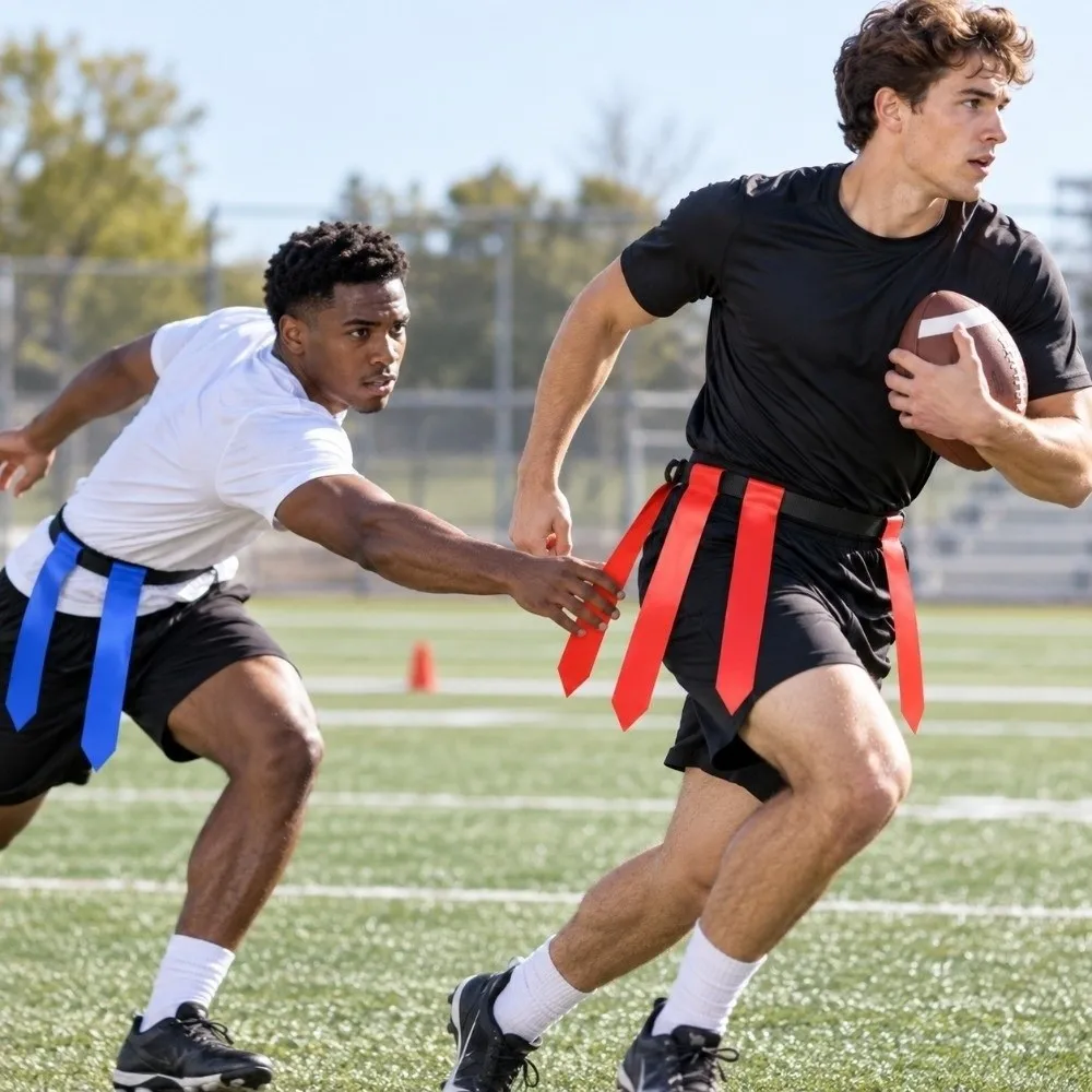 High Quality PVC American Football Waist Flag Multicolors with Storage Bag Football Belt Outdoor Sports Rivalry Training Flags