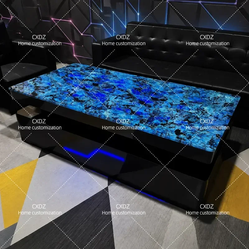 Luxury Electric Luminous Coffee Table Marble Rock Slab Wine Bar Counter for Karaoke Room Hall