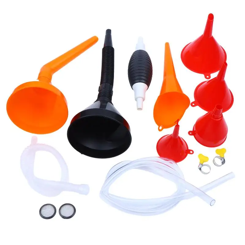 

1 Set Plastic Oil Funnel Right Angled Funnel Car Motorcycle Multi Caliber Refueling Funnel Kit Detachable Nozzle And Filter
