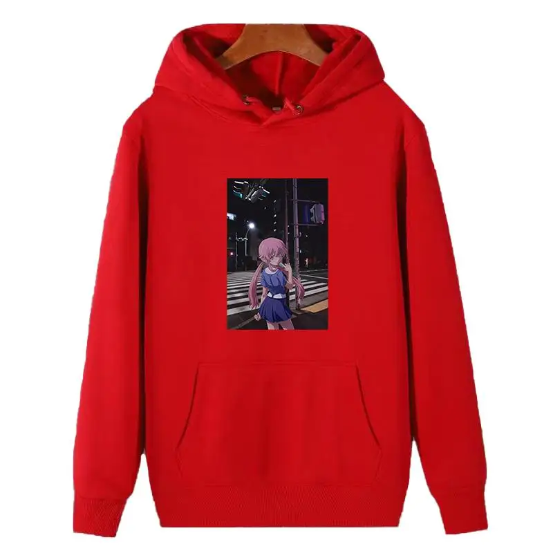 Boy Mirai Nikki Gasai Yuno Future Diary Funny fashion graphic thick sweater hoodie Hooded sweatshirts winter fleece hoodie