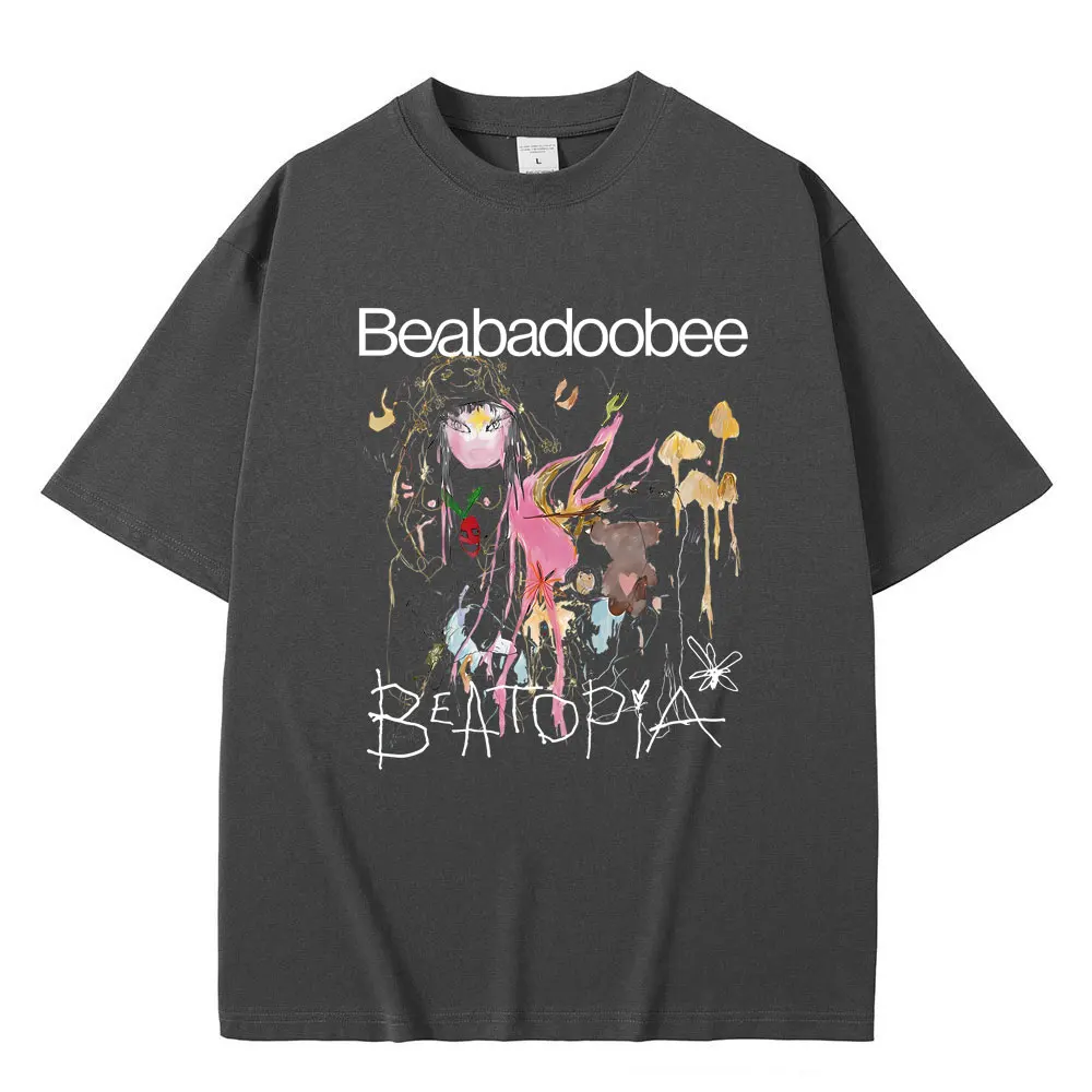 Beabadoobee เสื้อยืดพิมพ์อัลบั้ม beatopia เสื้อแฟชั่นของผู้หญิงผู้ชายโอเวอร์ไซส์ผ้าฝ้ายแท้แขนสั้นลำลองฤดูร้อน