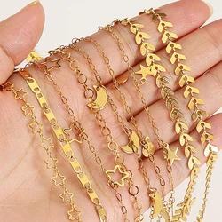2Meters 1Meter Stainless Steel Leaf Star Link Chain Dangle Charm Pendants Chains for Necklace Bracelet Jewelry Making DIY