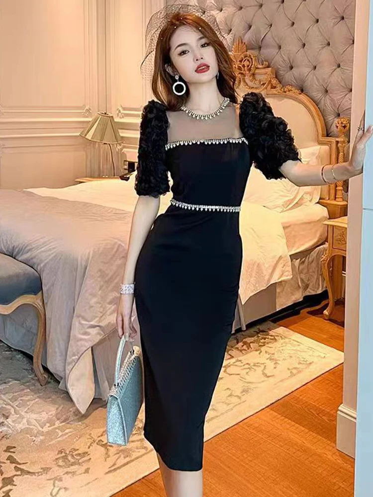 [oein] White Evening Dress For Women's 2024 Summer New Light Luxury Waist Closing Design Luxury Dress