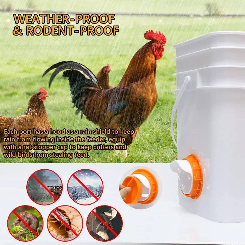 Poultry Pro Feeder Rainproof Chicken Feeder DIY Automatic Poultry Feed Bucket Self Gravity Feeding Of Chicken And Duck