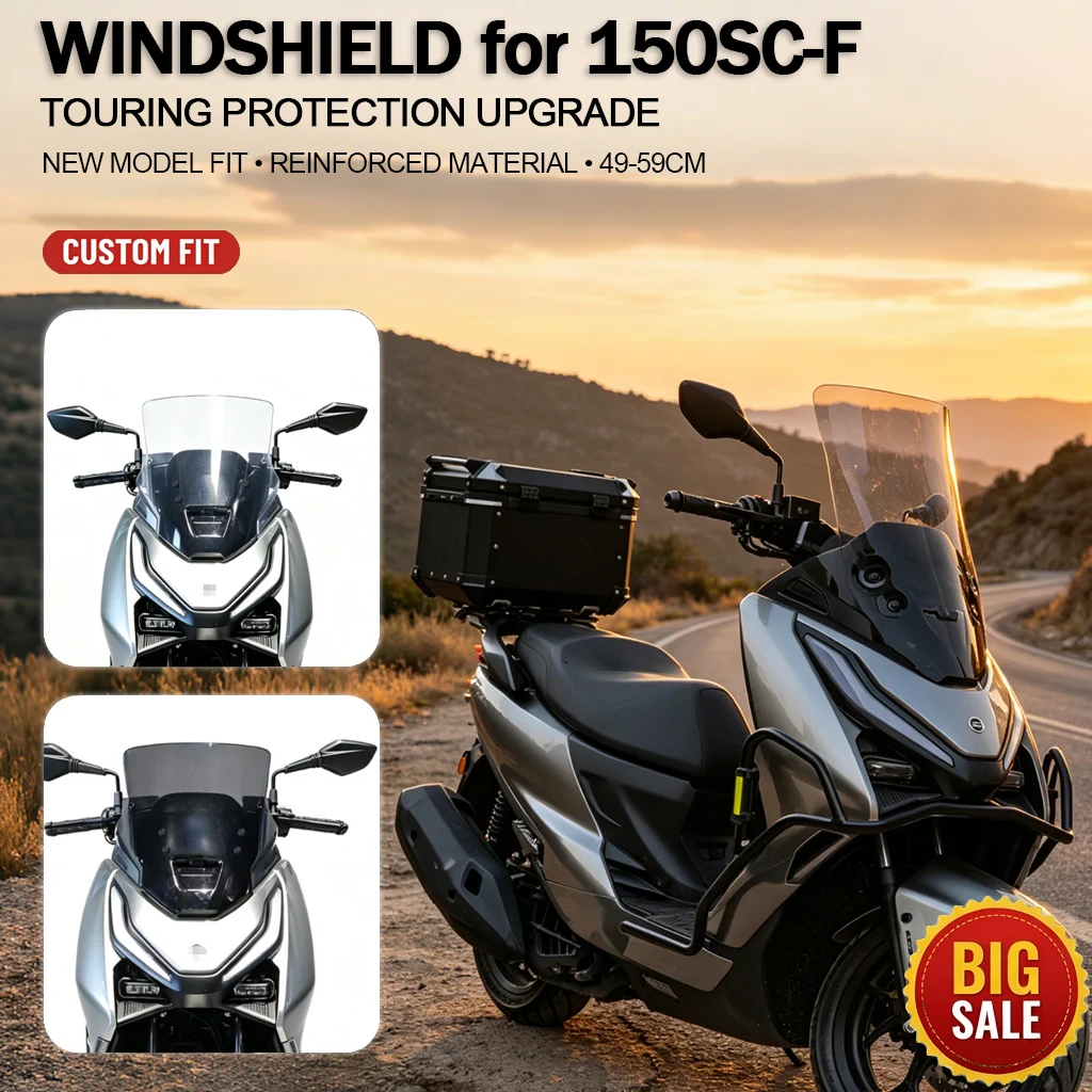 Motorcycle Windshield for 150SC-F Front Windscreen Deflector Heightened Touring Extension Accessories