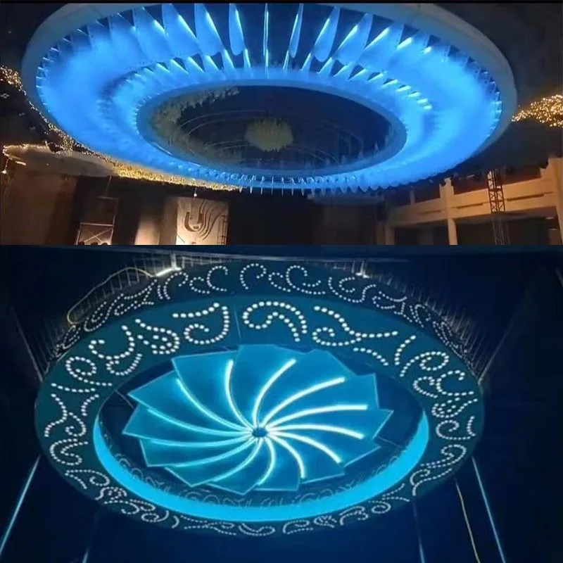 

New wedding props ceiling luminous flowing water round hotel auditorium wedding wrought iron prop factory