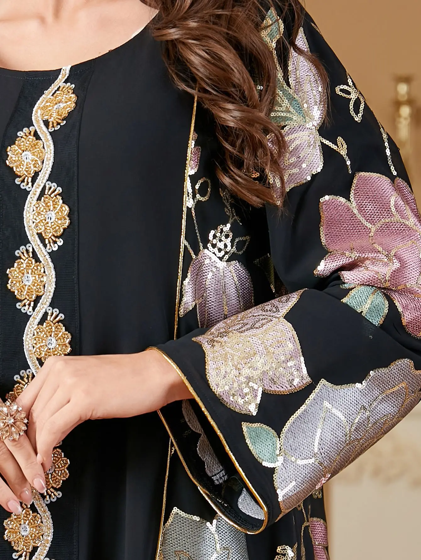 عباية أنيقة دبي قفطان للنساء فستان ماكسي إسلامي ترتر مطرز جلابية قفطان مغربي نسائي رداء تركيا فستان حفلة عباية