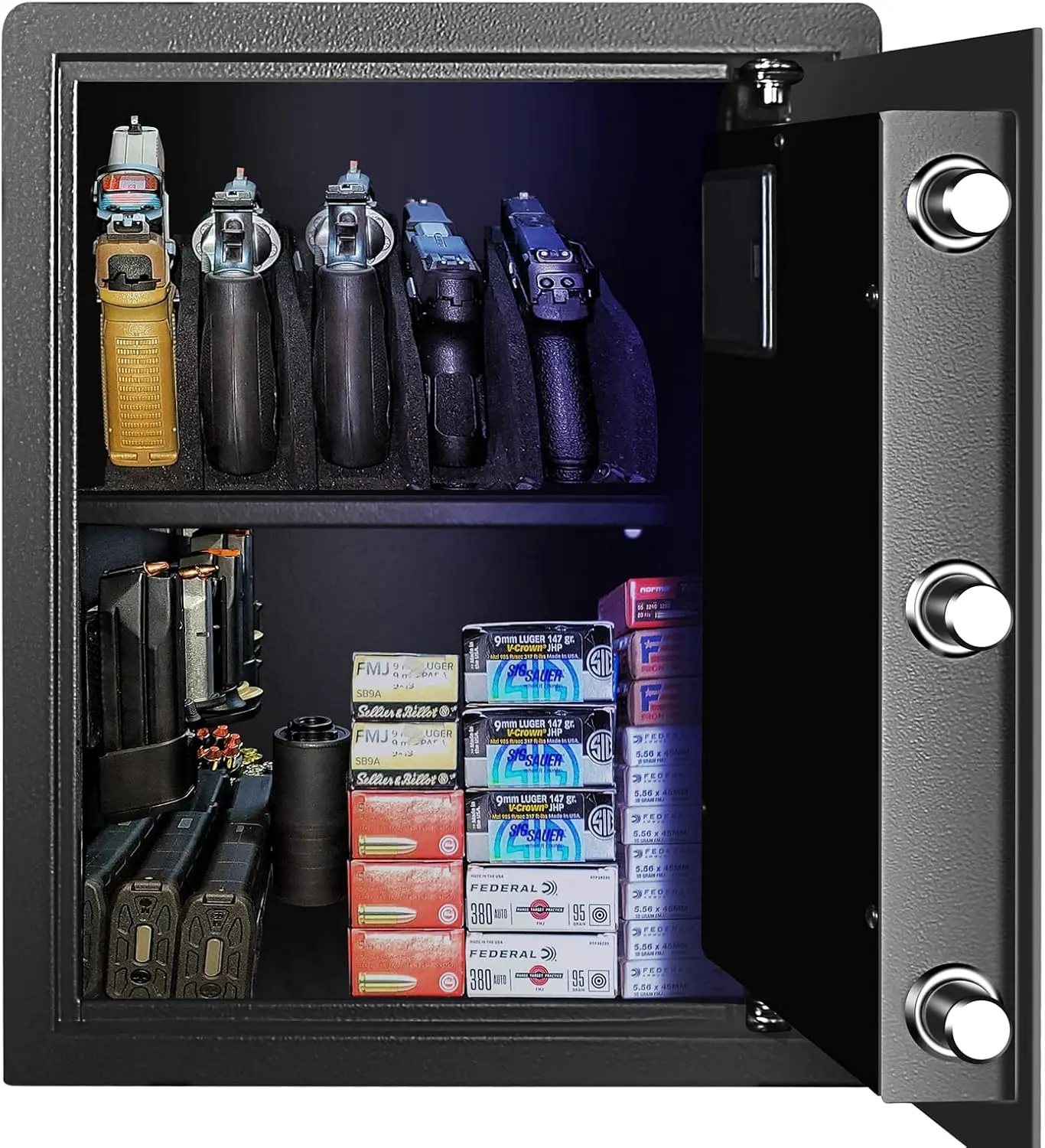 Biometric Home Safe, Fingerprint Gun Safe Lock Box,Money Box for Jewelry Handgun Cash Valuables,Perfect for Home/Office/Hotel, B